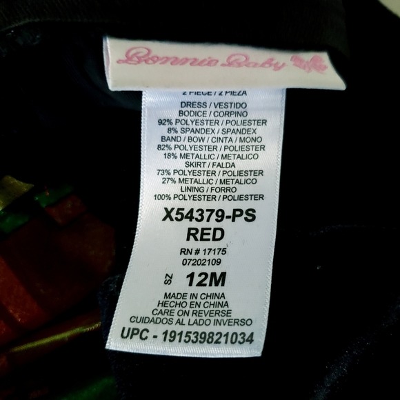 NEW Bonnie Jean Baby Girls Classic Gerson Plaid Holiday Party Dress 12M Bloomer - Picture 7 of 8